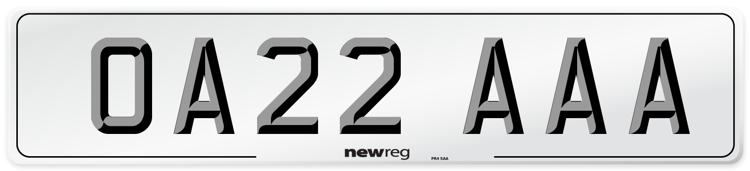 OA22 AAA Number Plate from New Reg